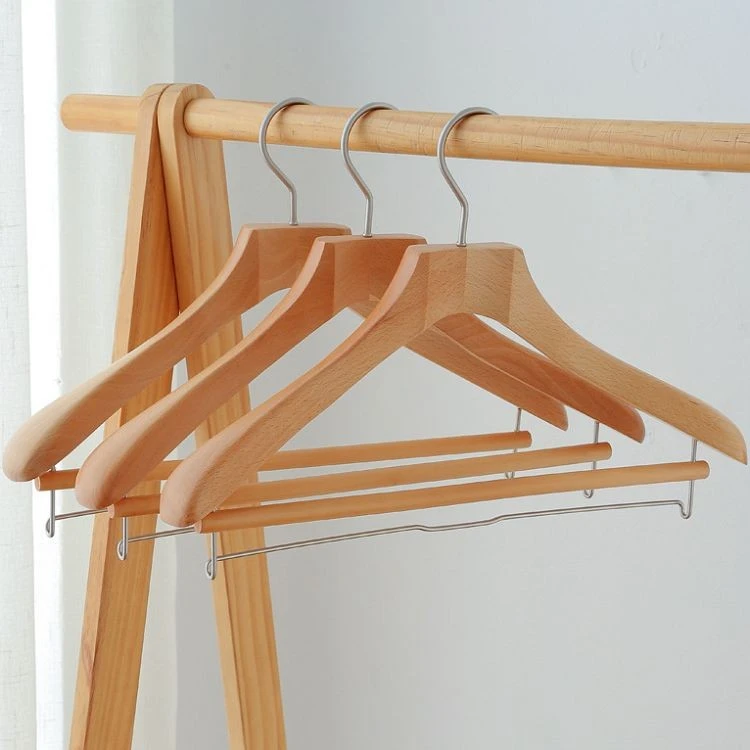 wooden suit hangers with locking bar Customized(001)